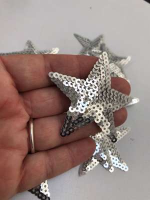 Symærke - lille paillet stjerne, sølv